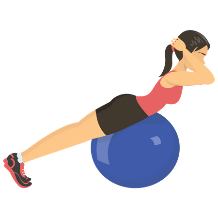 Mädchen-Training auf Gymnastikball  Illustration