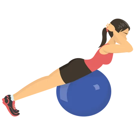 Mädchen-Training auf Gymnastikball  Illustration