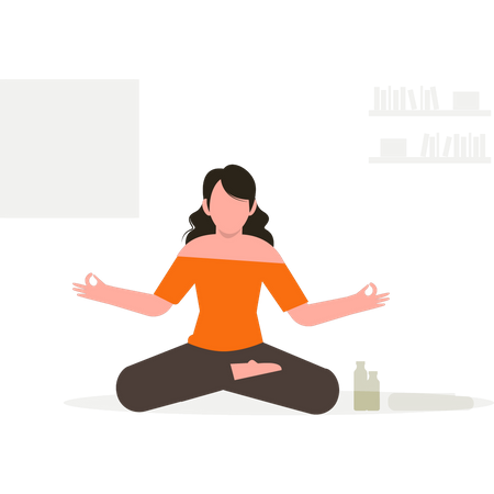 Mädchen Yoga zu Hause  Illustration