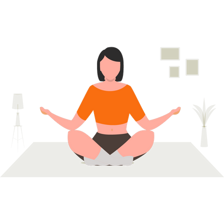 Mädchen Yoga zu Hause  Illustration