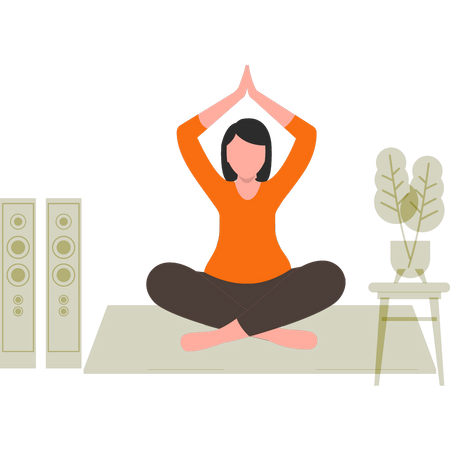 Mädchen Yoga zu Hause  Illustration