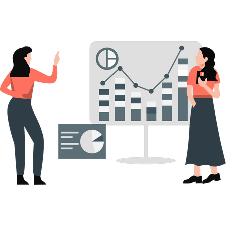 Mädchen zeigen Finanzplanung  Illustration