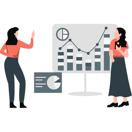 Mädchen zeigen Finanzplanung  Illustration