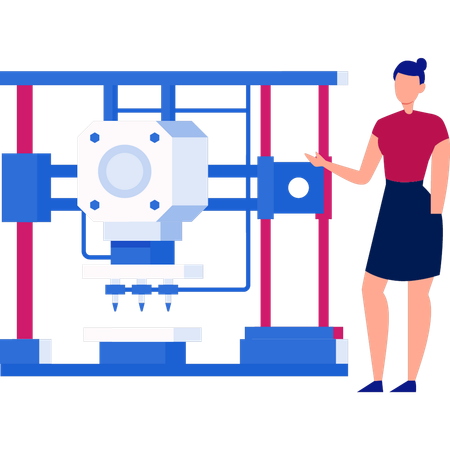 Mädchen zeigt 3D-Drucker  Illustration