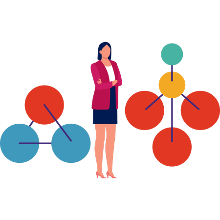 Mädchen zeigt Atommoleküle  Illustration