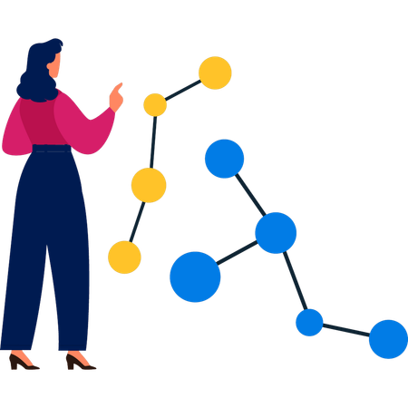 Mädchen zeigt Atomstruktur  Illustration