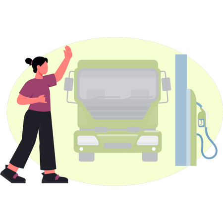 Mädchen zeigt LKW  Illustration