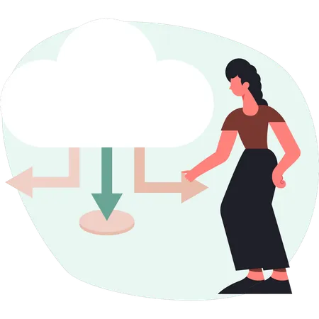 Mädchen zeigt Cloud-Networking  Illustration