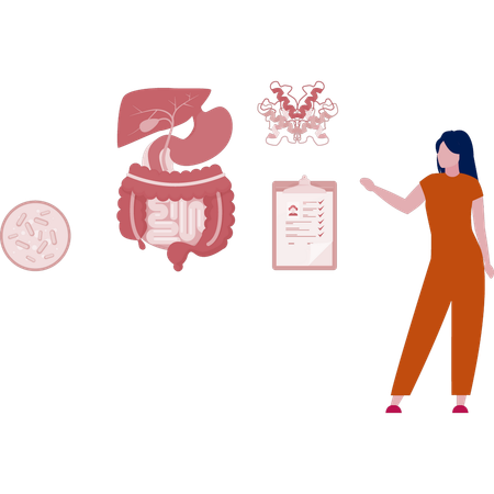 Mädchen zeigt Dickdarmuntersuchungsbericht  Illustration