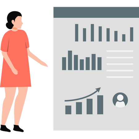 Mädchen zeigt Geschäftsdiagramm  Illustration