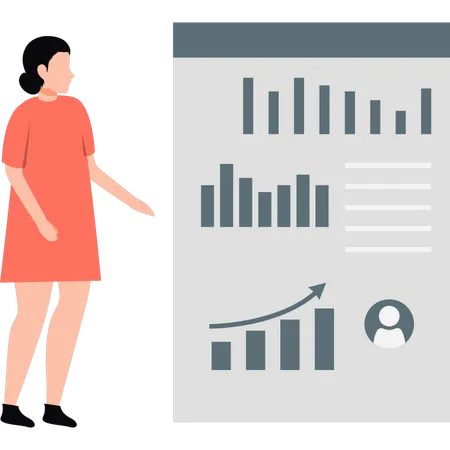 Mädchen zeigt Geschäftsdiagramm  Illustration