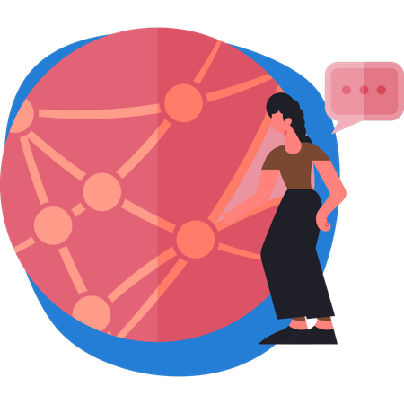 Mädchen zeigt Internet verbunden  Illustration