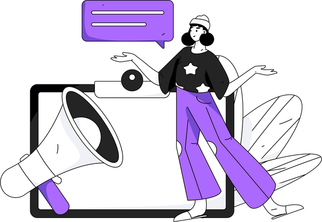 Mädchen zeigt Marketing-Benachrichtigung  Illustration