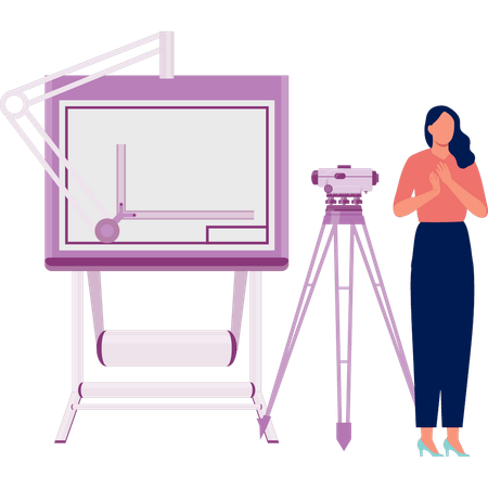 Mädchen zeigt Projektor  Illustration