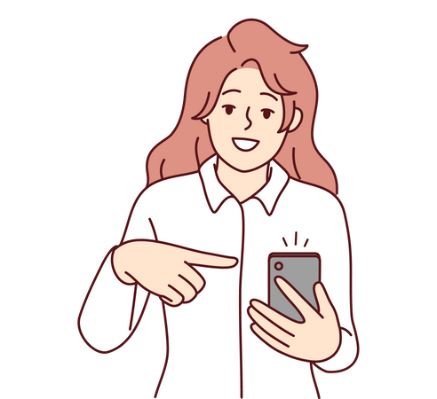 Mädchen zeigt Telefon  Illustration