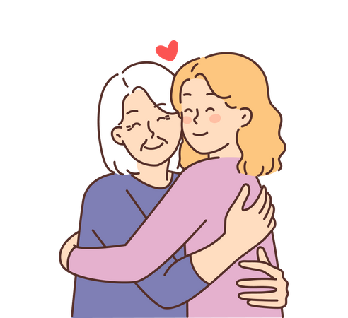 Mädchen liebende Großmutter  Illustration
