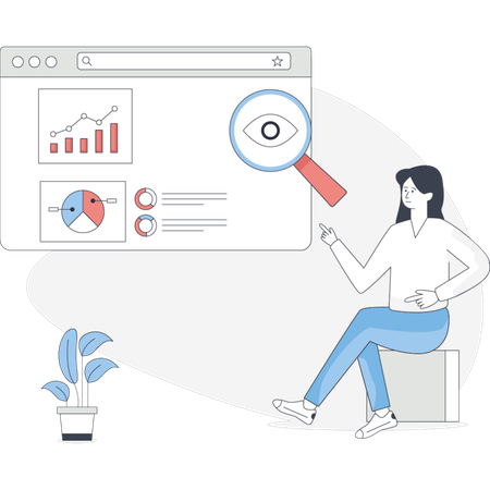 Mädchen sucht SEO-Optimierung  Illustration