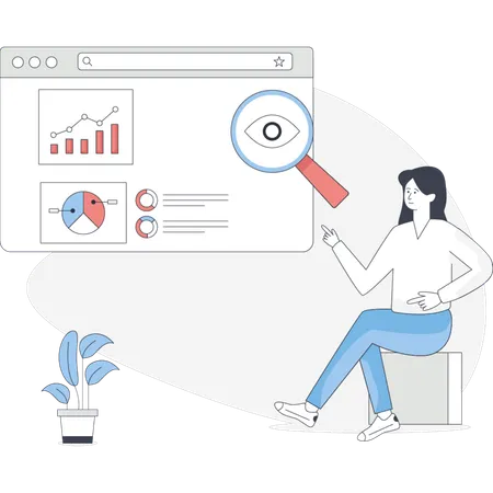 Mädchen sucht SEO-Optimierung  Illustration