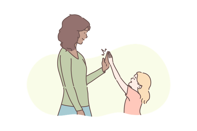 Madre aplaudiendo a hija  Ilustración