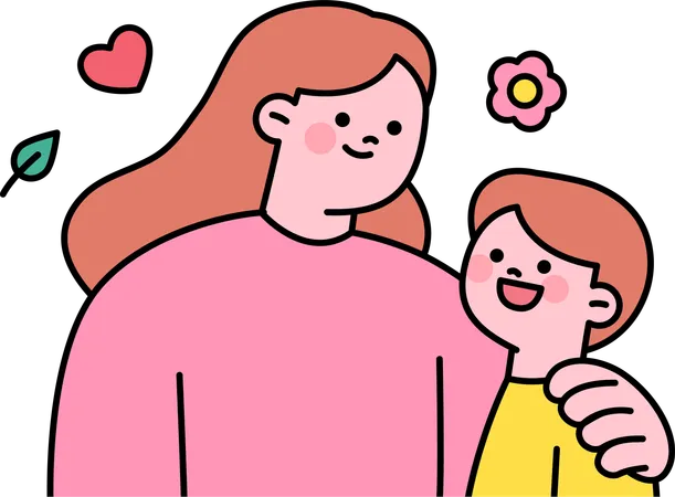 Madre cuida a sus hijos  Ilustração