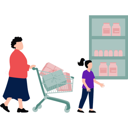 Madre e hija están de compras  Illustration