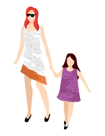Madre e hija vistiendo ropa de moda  Ilustración