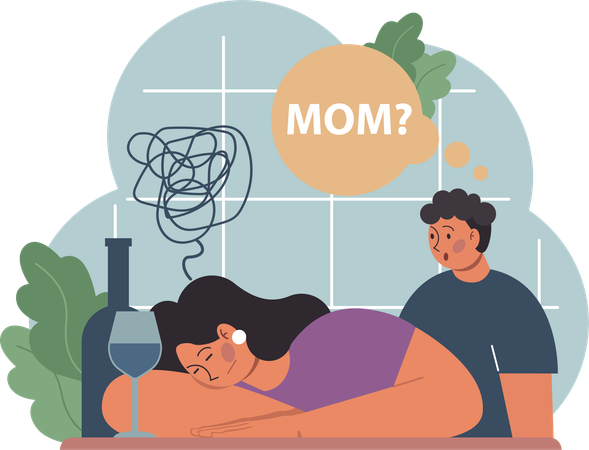 Madre enfrenta problemas de salud  Ilustración