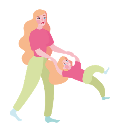 Madre sosteniendo a su hijo  Ilustración