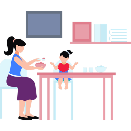 Madres alimentando frutas al niño  Illustration