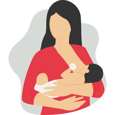Mãe alimentando seu bebê recém-nascido  Ilustração