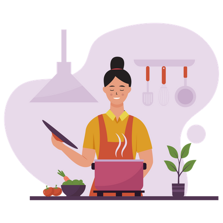 Mãe cozinhando  Ilustração