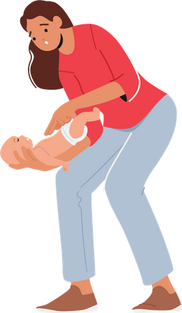 Mãe faz manobra de heimlich para criança engasgada  Ilustração