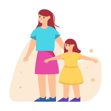 Mãe e filha  Ilustração