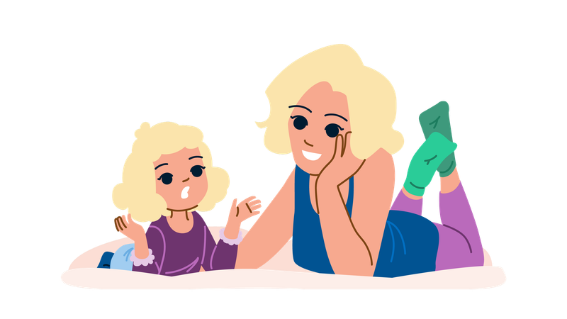 Mãe e filha estão conversando  Ilustração