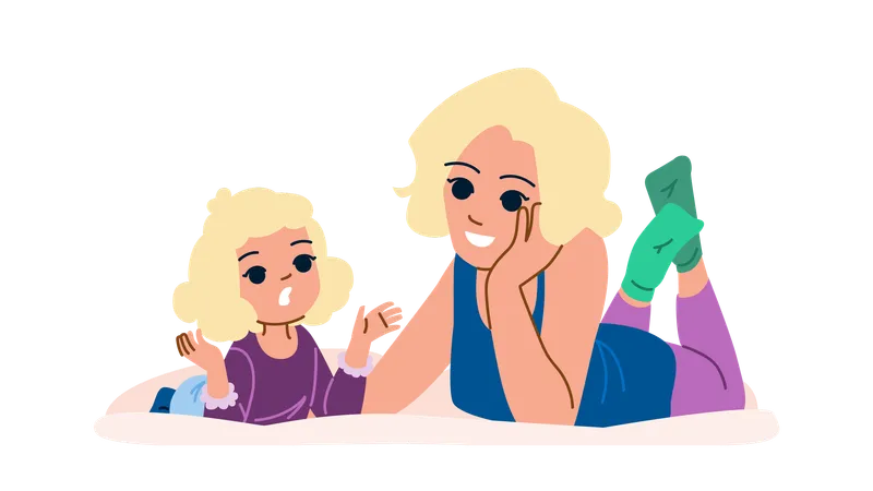 Mãe e filha estão conversando  Ilustração