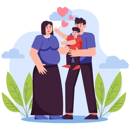 Mãe e pai amando seu filho  Ilustração