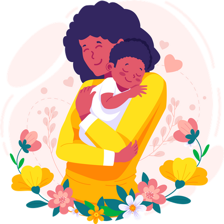 Mãe segurando filho bebê nos braços  Ilustração