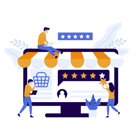 Évaluation des magasins d'achat en ligne  Illustration