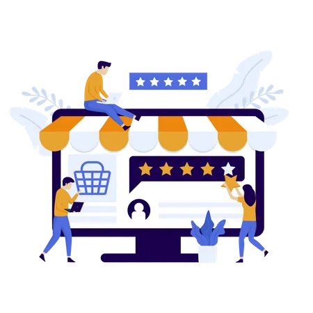 Évaluation des magasins d'achat en ligne  Illustration