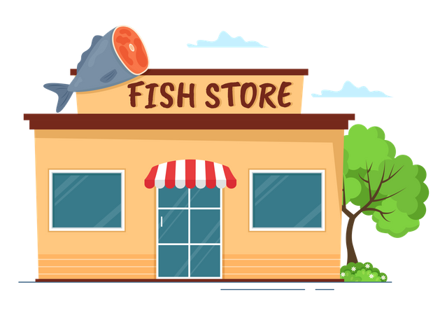 Magasin de fruits de mer  Illustration