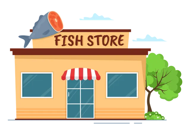 Magasin de fruits de mer  Illustration