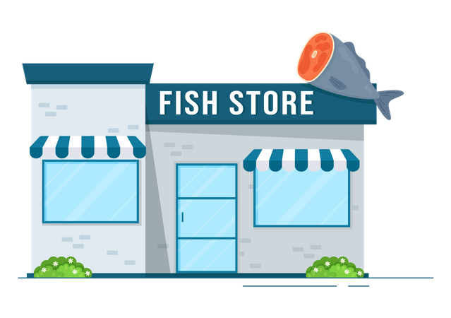 Magasin de fruits de mer  Illustration