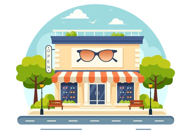 Magasin de lunettes sur le marché  Illustration