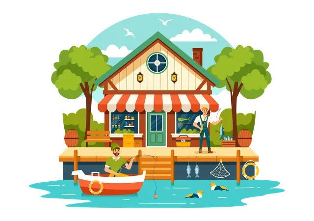 Magasin de pêche  Illustration