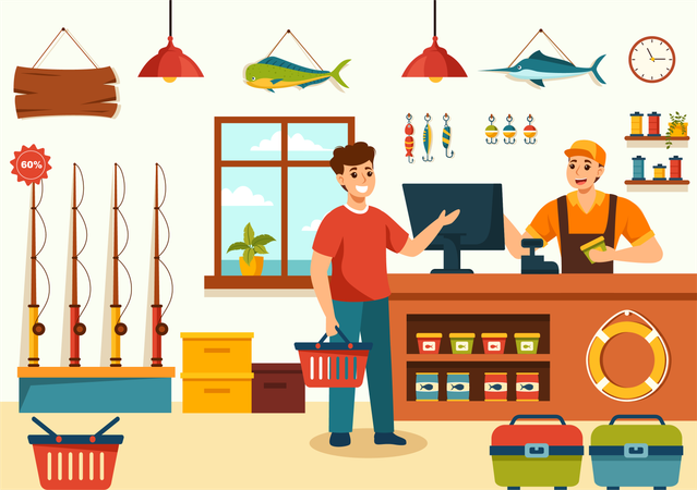 Magasin de pêche  Illustration