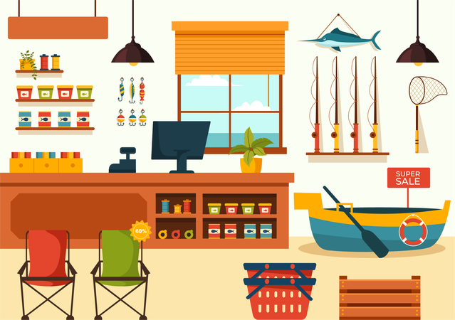 Magasin de pêche  Illustration