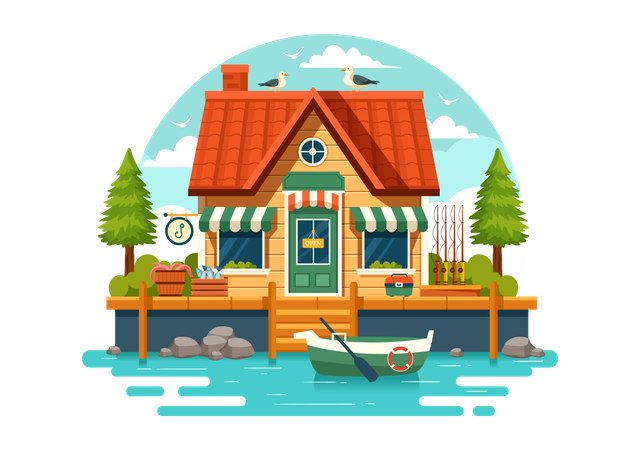 Magasin de pêche  Illustration