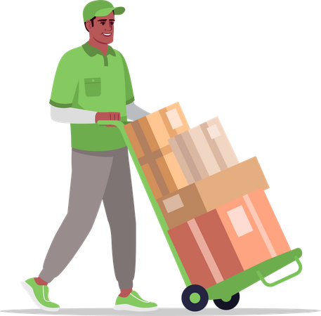 Employé d'entrepôt transportant des marchandises  Illustration