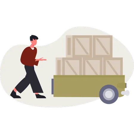 Employé d'entrepôt vérifiant l'envoi de livraison  Illustration