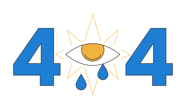 Mágico esotérico mal de ojo llorando lágrimas error 404 mensaje flash  Ilustración